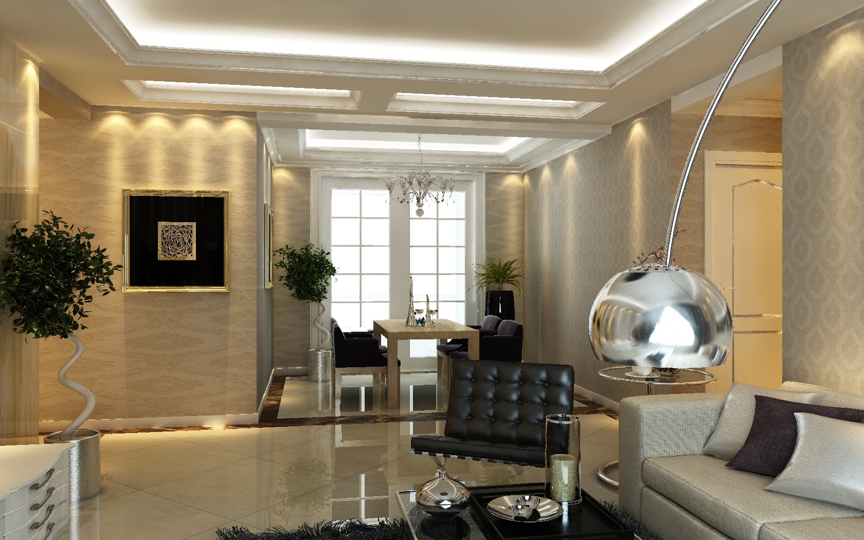 龍湖紫都城160㎡四居室客廳裝修效果圖 現(xiàn)代雅致，演繹生活美學(xué)